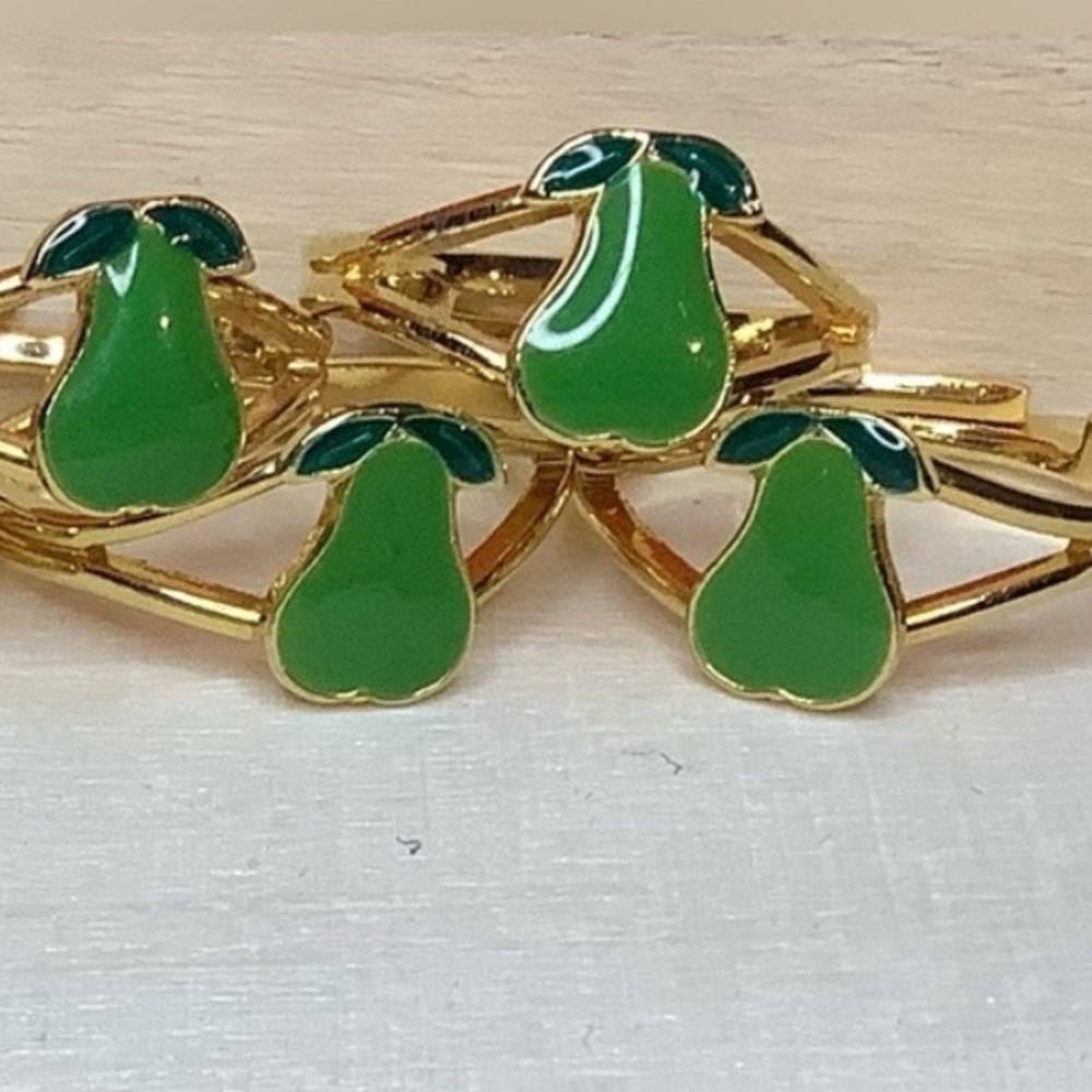 NEW vintage costume enamel pear adjustable ring